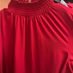 Chic Red Smocked Blouse